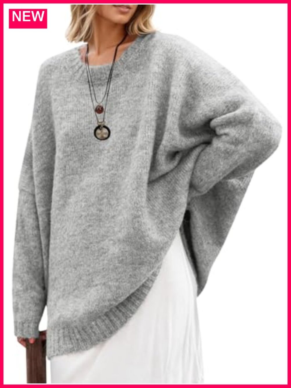 Chunky Knit Oversized Tunic Sweater for Women Long Sleeve Pullover